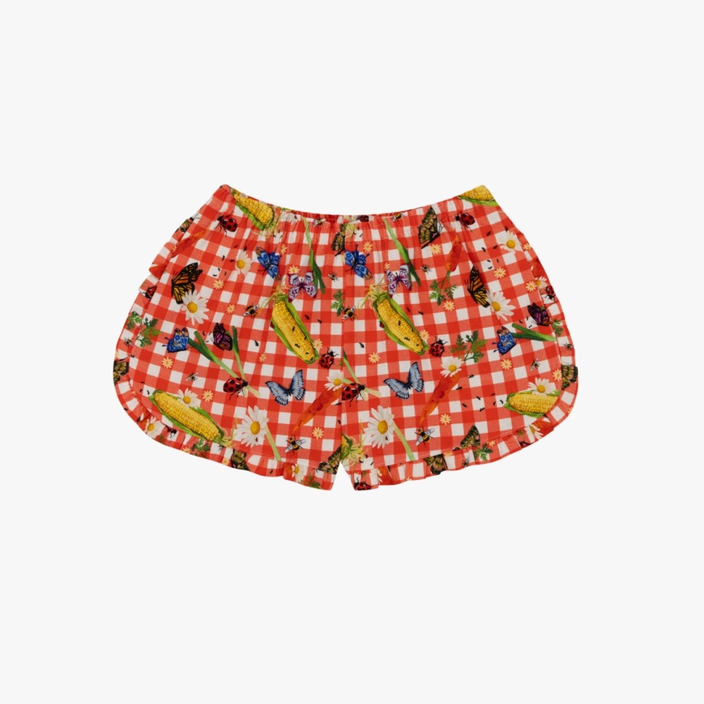 NWT LISA SAYS GAH-GARDEN CRITTERS GINGHAM SHORTS - SIZE XS